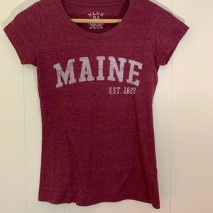 Blue 84-Maine Tee Shirt-Burgundy Color-Small